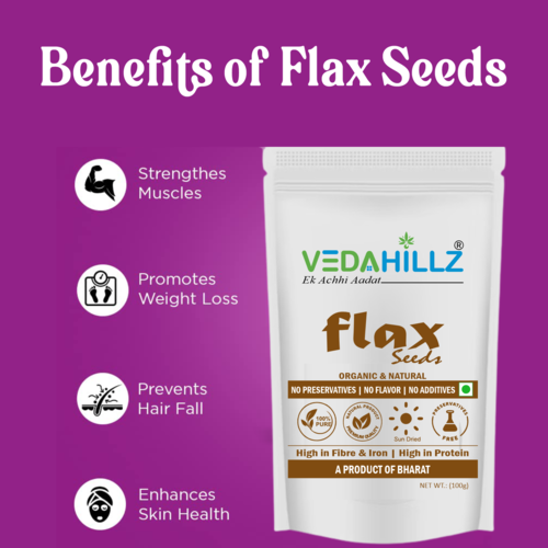 Vedahillz Flax Seeds for Holistic Health Made from Fresh Handpicked Flax Seeds